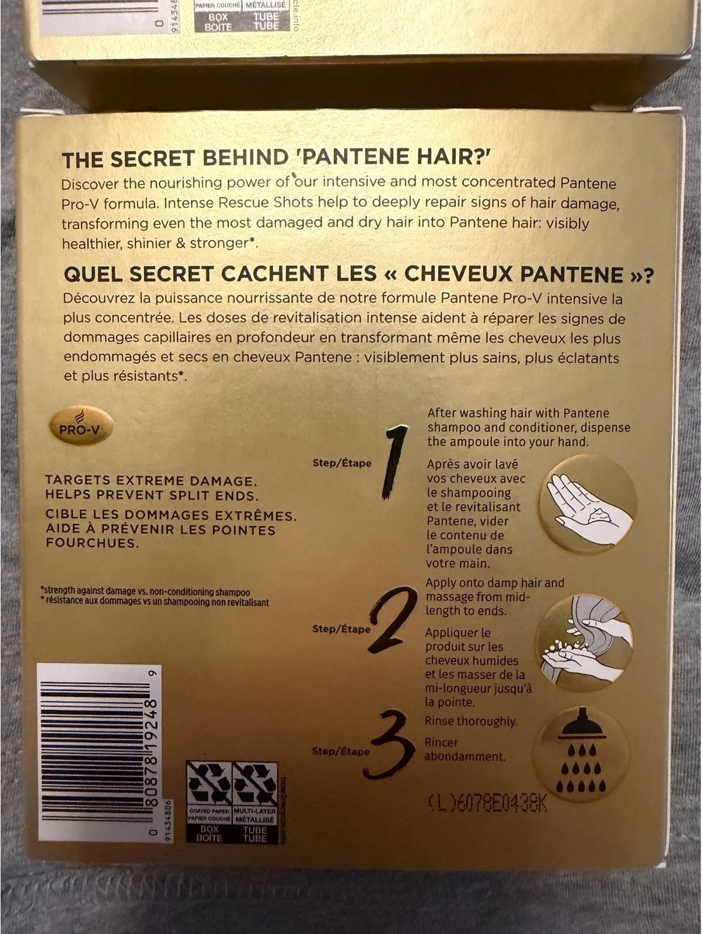2 NIB Pantene Miracle Rescue Intense Rescue Shots Hair Mask 4 Coumt in each box